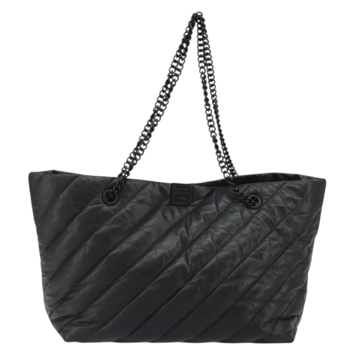 BALENCIAGA Crash Shoulder Bag Leather Black 777856 Auth mr2710V