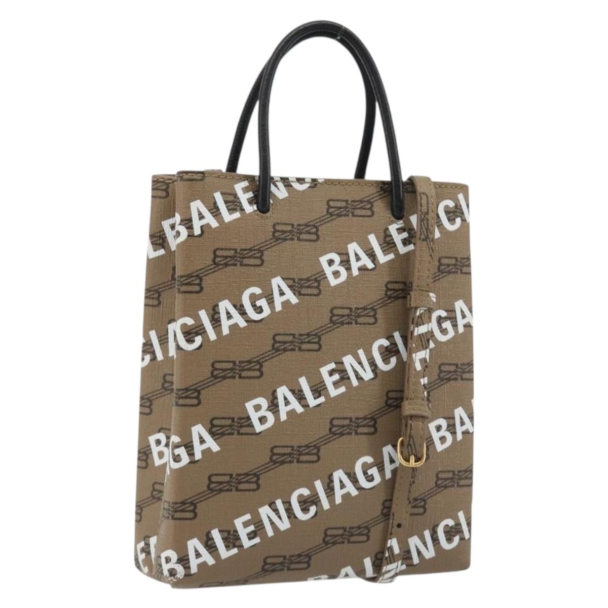 BALENCIAGA Large Shopping Hand Bag Leather 2way Brown Gold 693805 Auth mr2711A