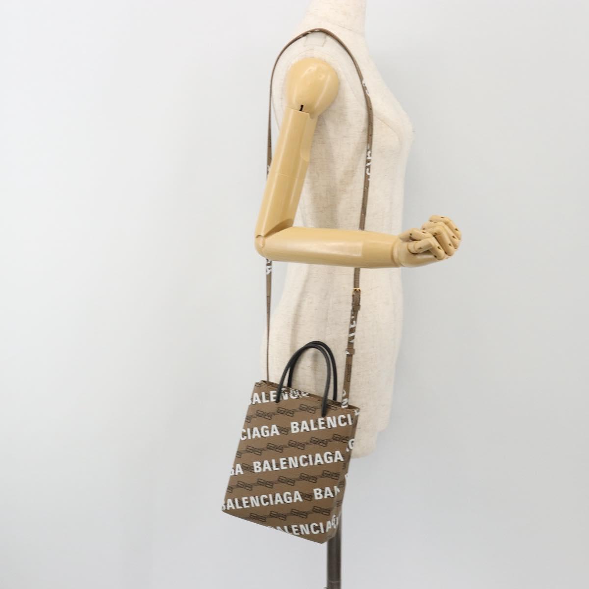 BALENCIAGA Large Shopping Hand Bag Leather 2way Brown Gold 693805 Auth mr2711A