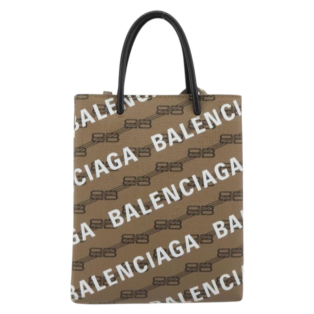 BALENCIAGA Large Shopping Hand Bag Leather 2way Brown Gold 693805 Auth mr2711A