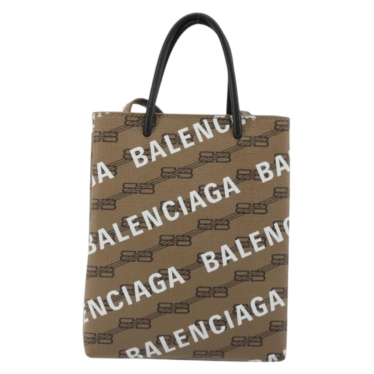BALENCIAGA Large Shopping Hand Bag Leather 2way Brown Gold 693805 Auth mr2711A