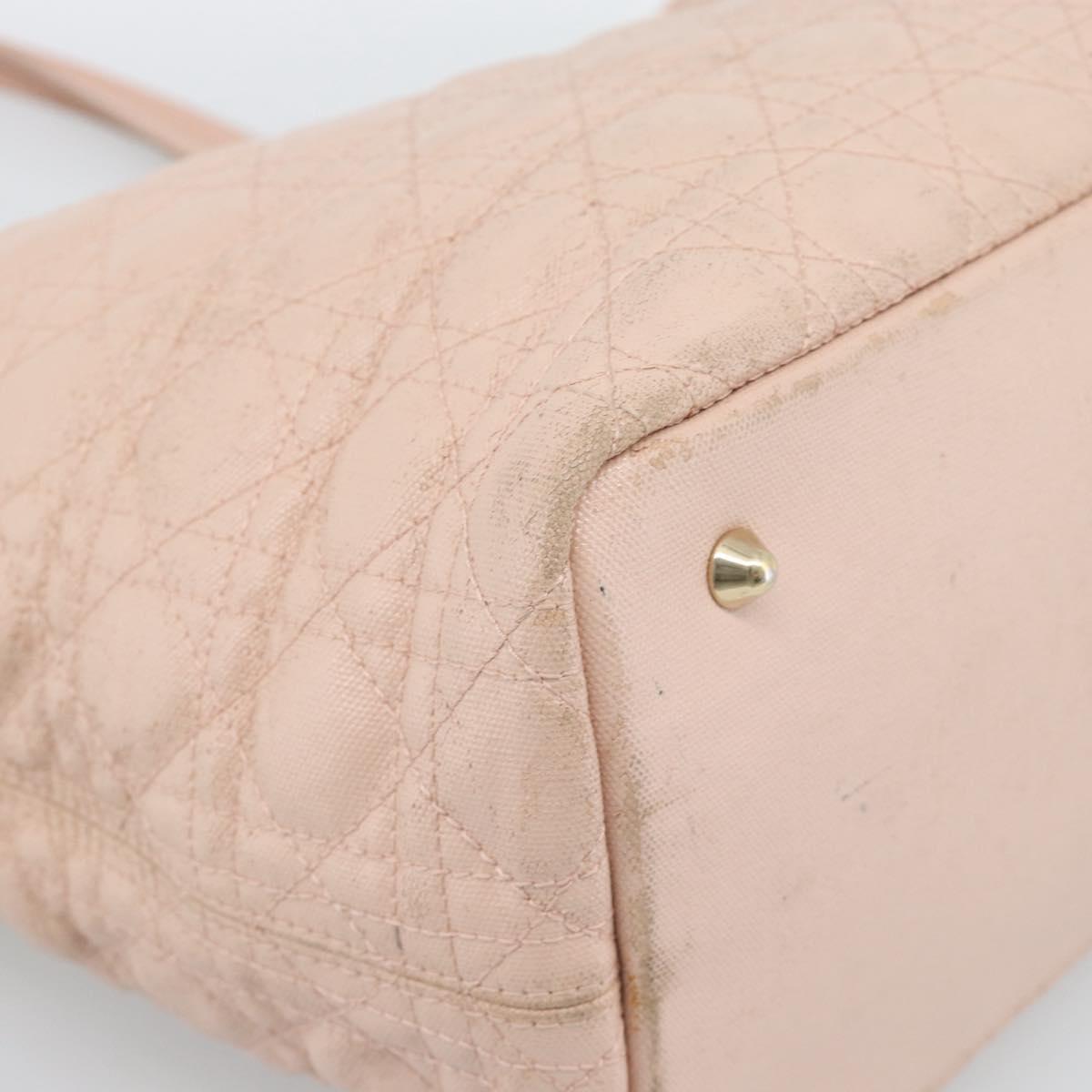 Christian Dior Canage Panarea Tote Bag Coated Canvas Pink Gold Auth mr2712