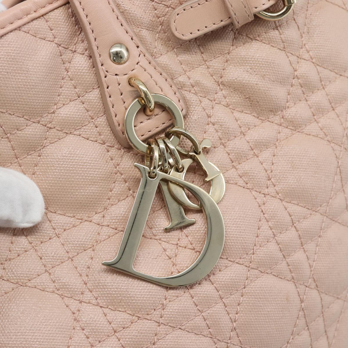 Christian Dior Canage Panarea Tote Bag Coated Canvas Pink Gold Auth mr2712