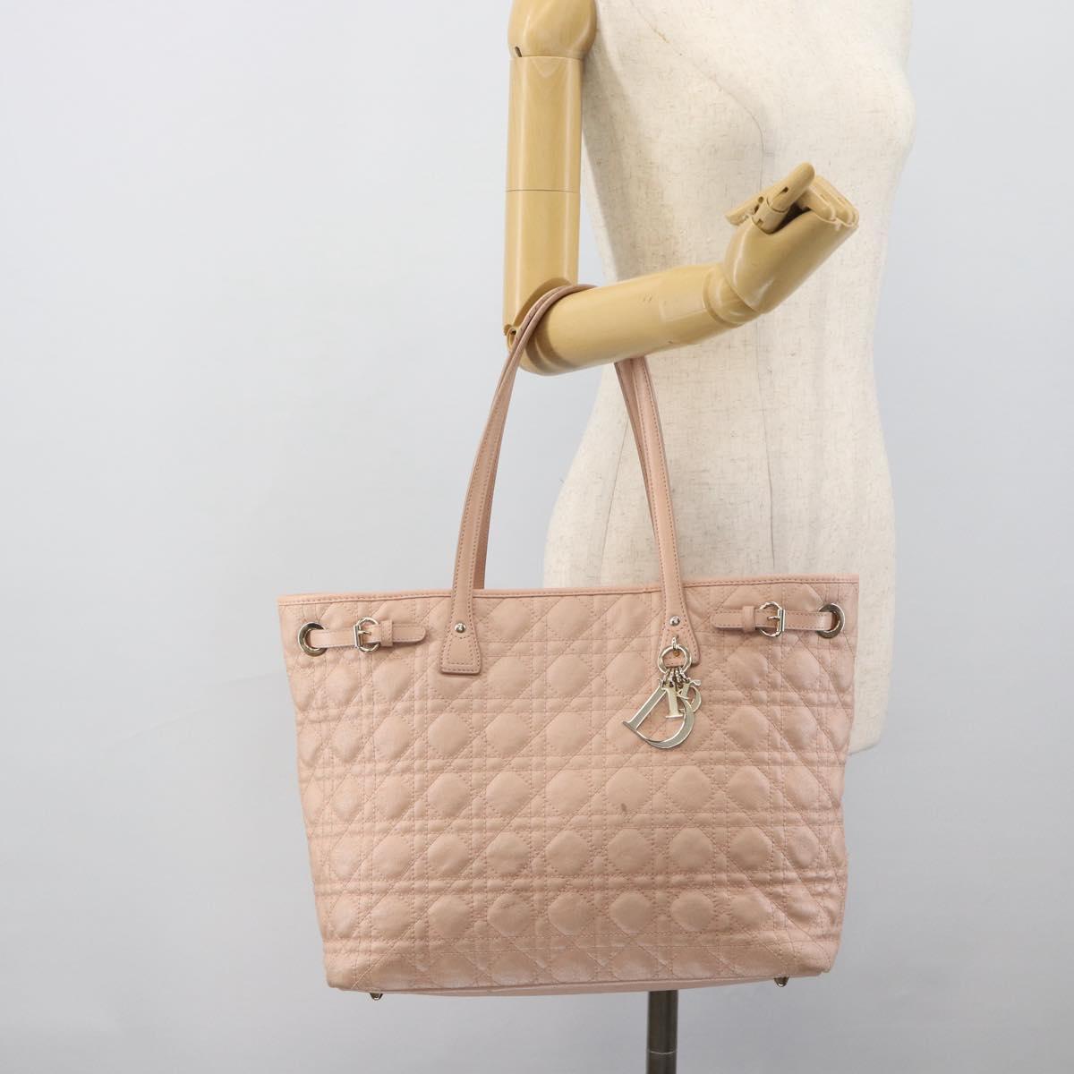 Christian Dior Canage Panarea Tote Bag Coated Canvas Pink Gold Auth mr2712