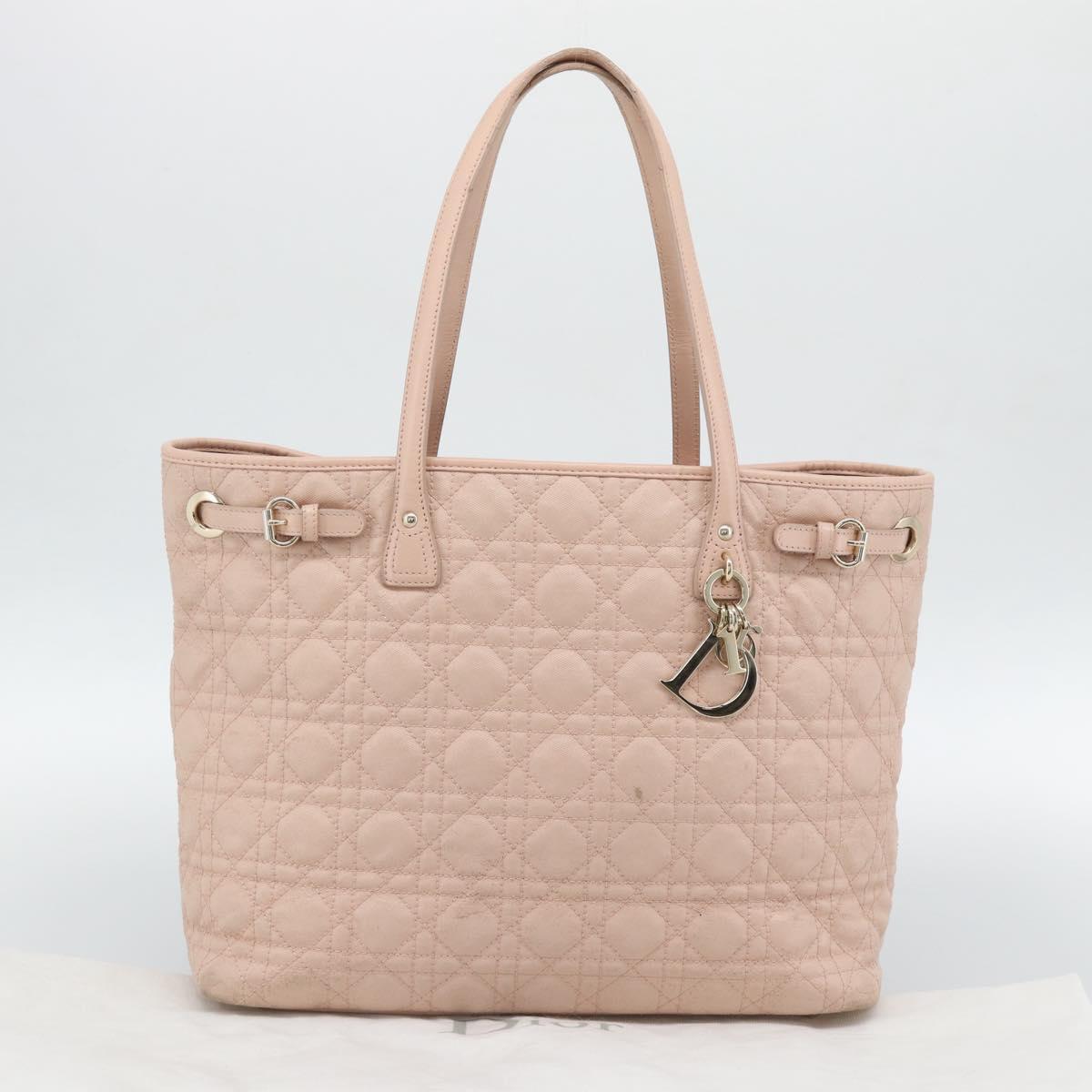 Christian Dior Canage Panarea Tote Bag Coated Canvas Pink Gold Auth mr2712