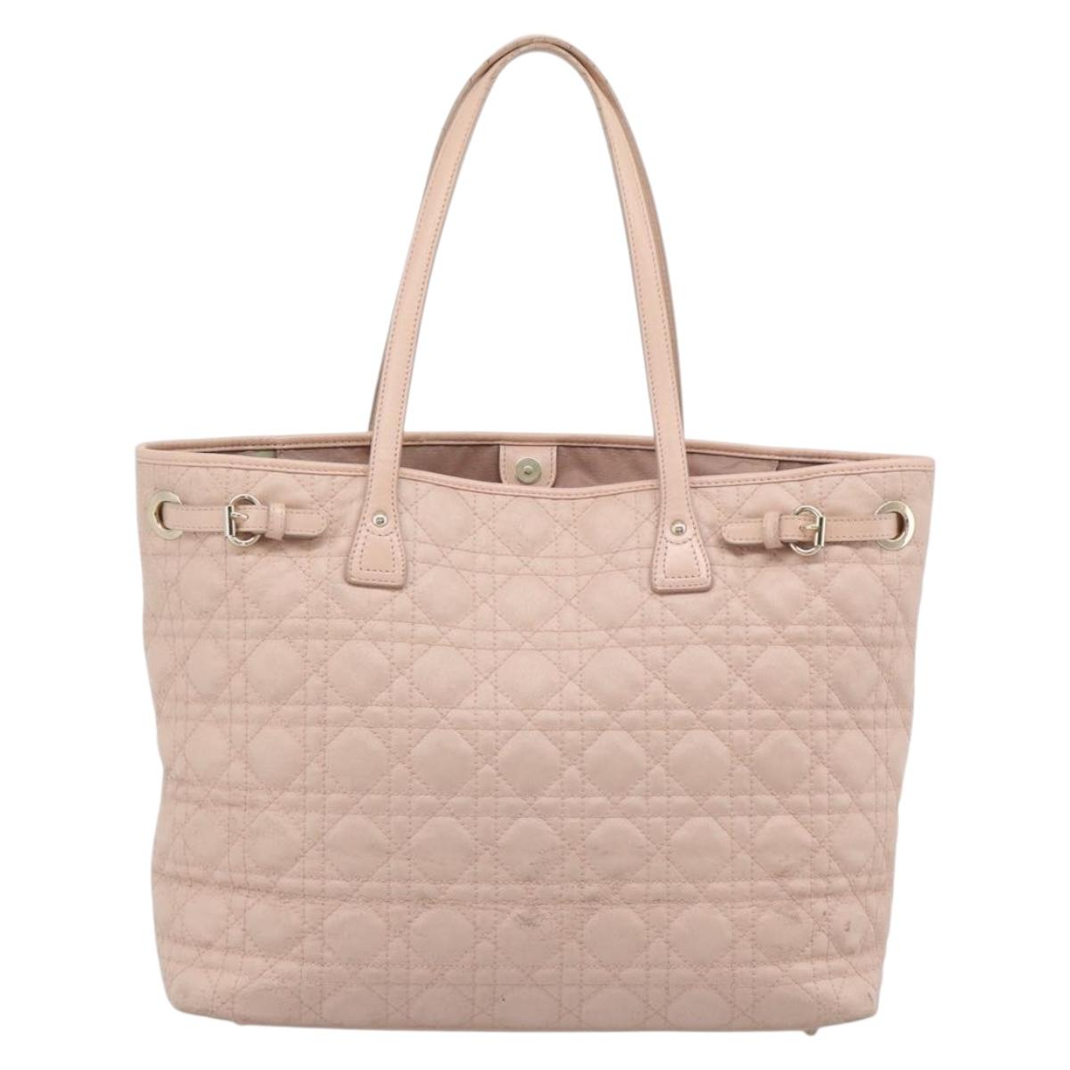 Christian Dior Canage Panarea Tote Bag Coated Canvas Pink Gold Auth mr2712