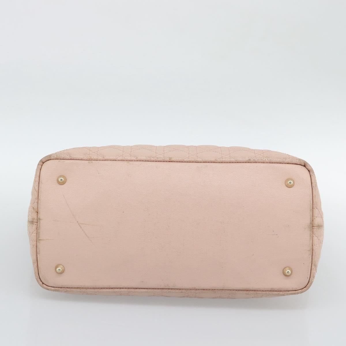 Christian Dior Canage Panarea Tote Bag Coated Canvas Pink Gold Auth mr2712