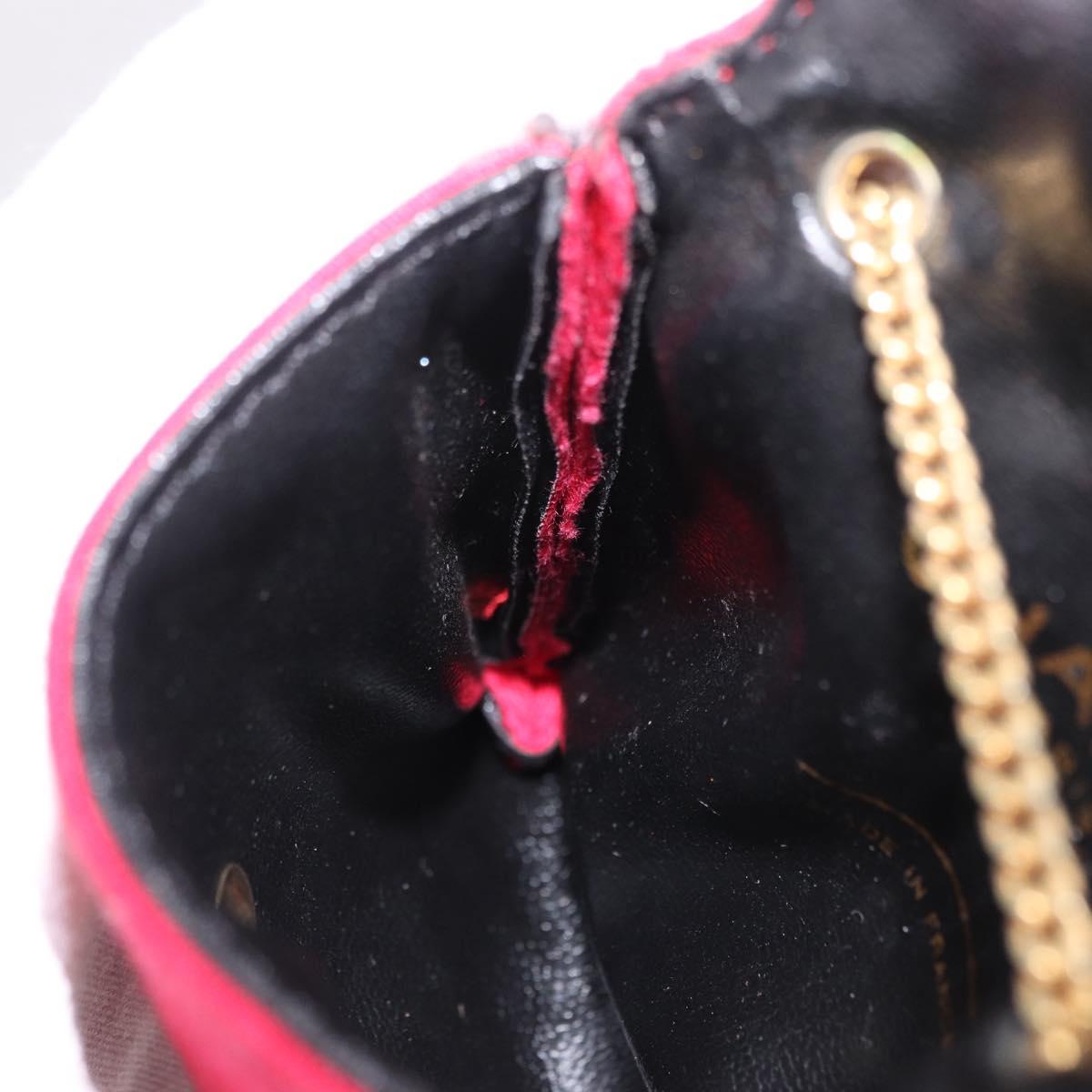 CHANEL Chain Pouch Cotton Pink Gold CC Auth mr2713