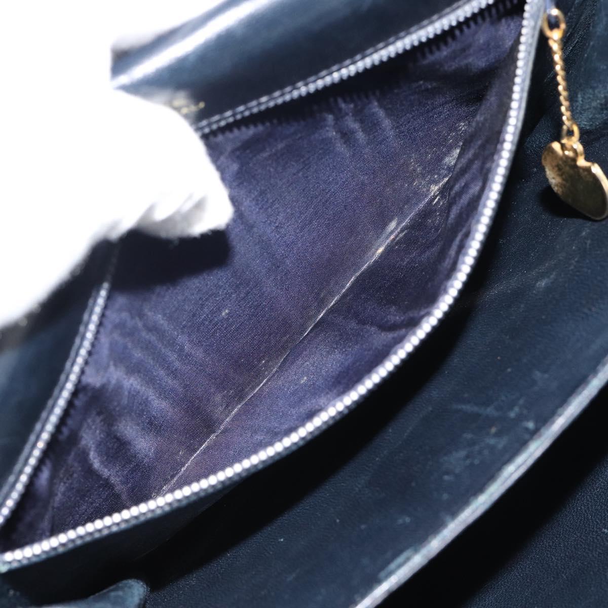 CELINE Shoulder Bag Leather Navy Gold Auth mr2716