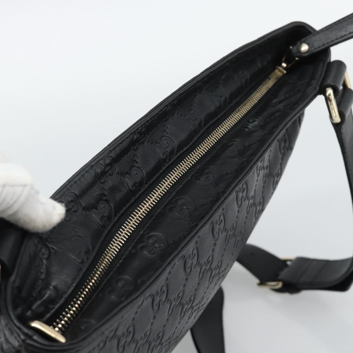 GUCCI GG Canvas Guccissima Shoulder Bag Leather Black Gold 201446 Auth mr2717