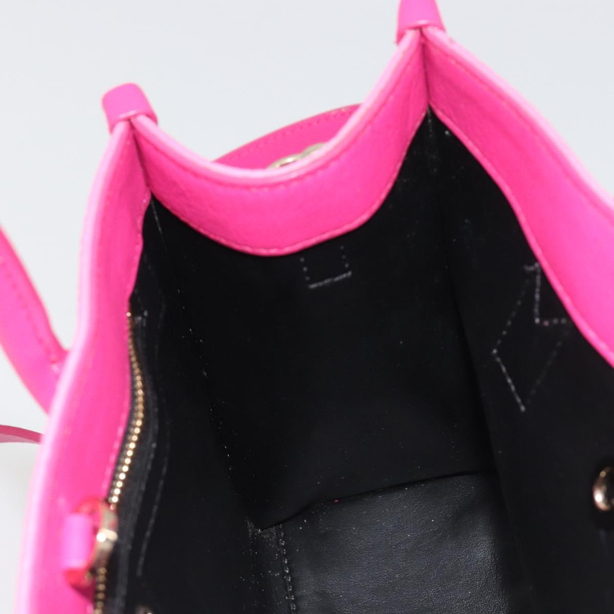 MCM Vicetos Logogram Hand Bag PVC Leather 2way Pink Gold Auth mr2718A