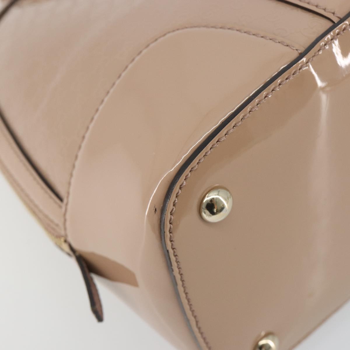 GUCCI Micro GG Canvas Guccissima Bag Patent Leather 2way Pink Beige Auth mr2719