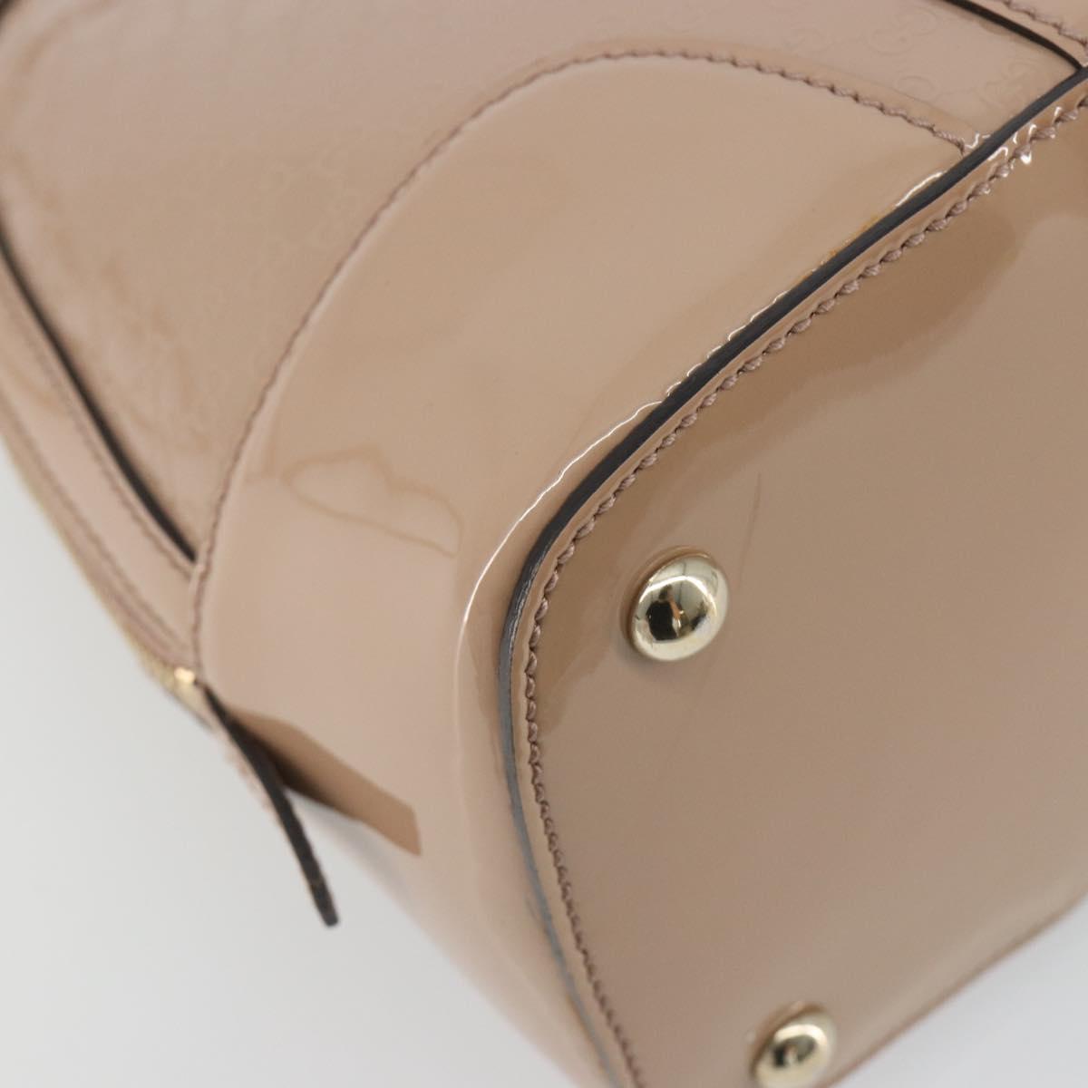 GUCCI Micro GG Canvas Guccissima Bag Patent Leather 2way Pink Beige Auth mr2719