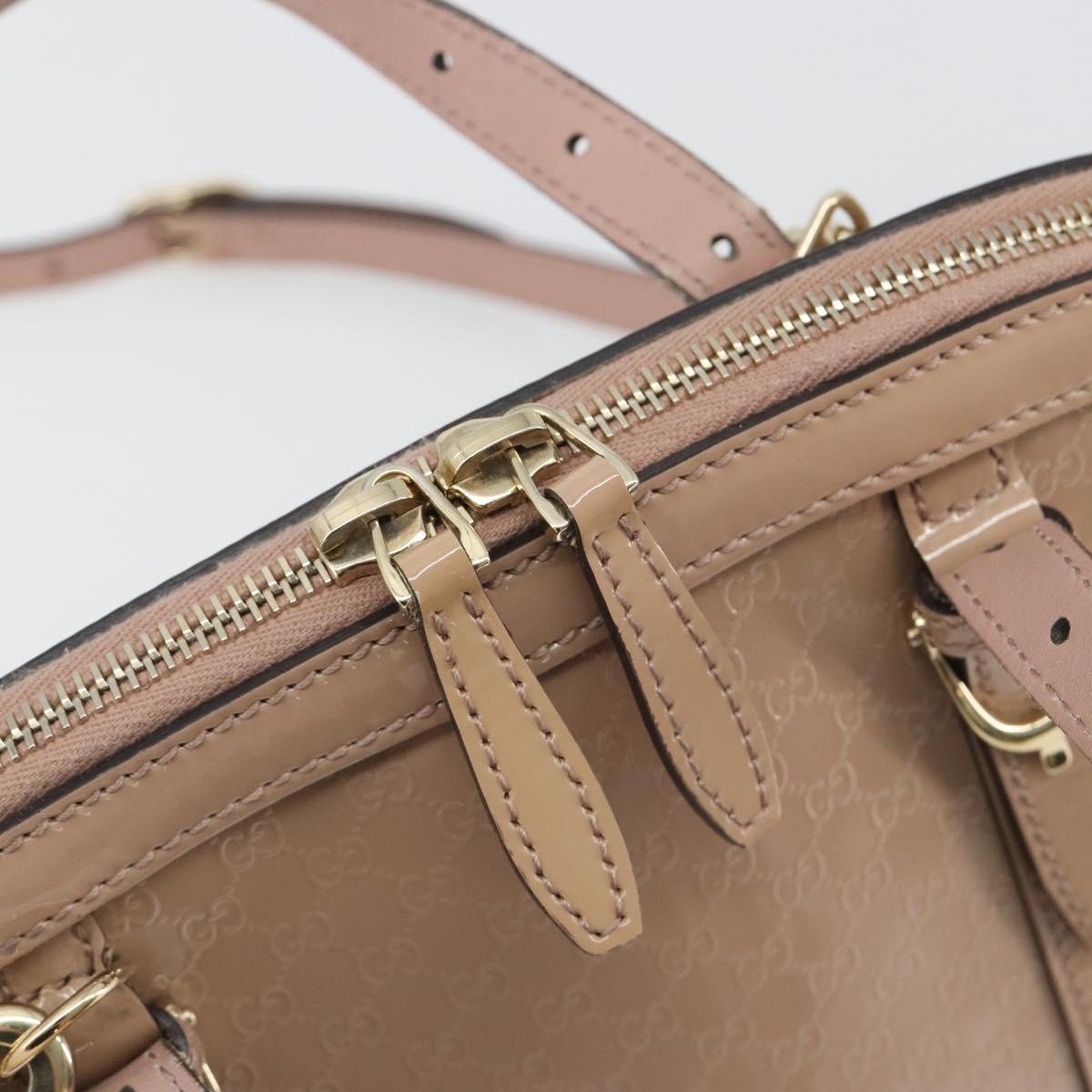 GUCCI Micro GG Canvas Guccissima Bag Patent Leather 2way Pink Beige Auth mr2719