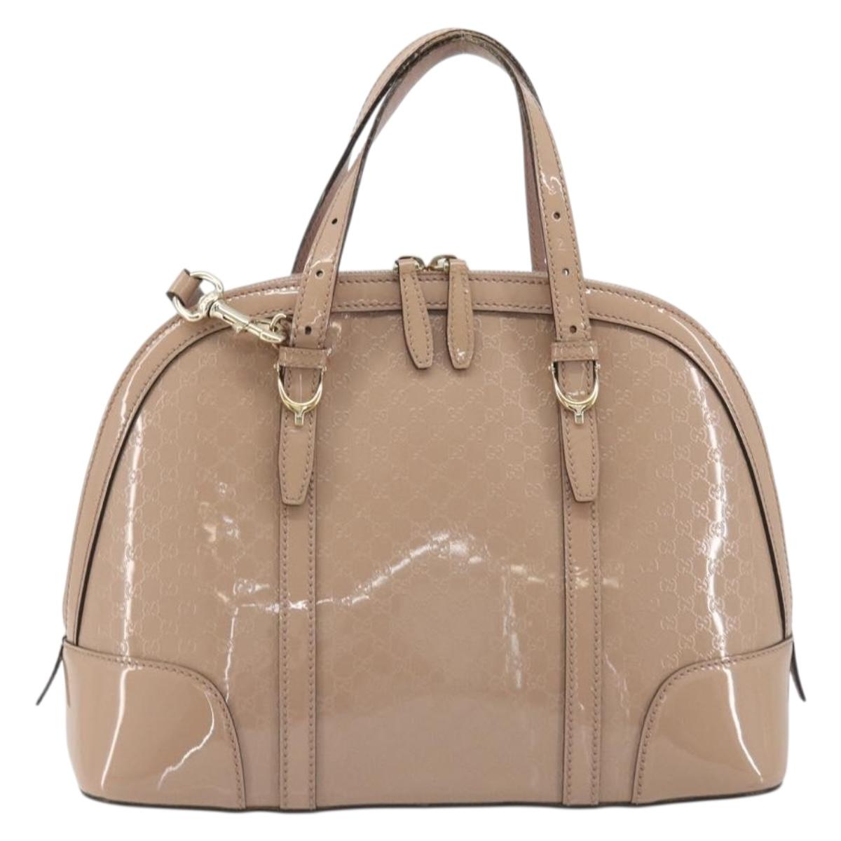 GUCCI Micro GG Canvas Guccissima Bag Patent Leather 2way Pink Beige Auth mr2719