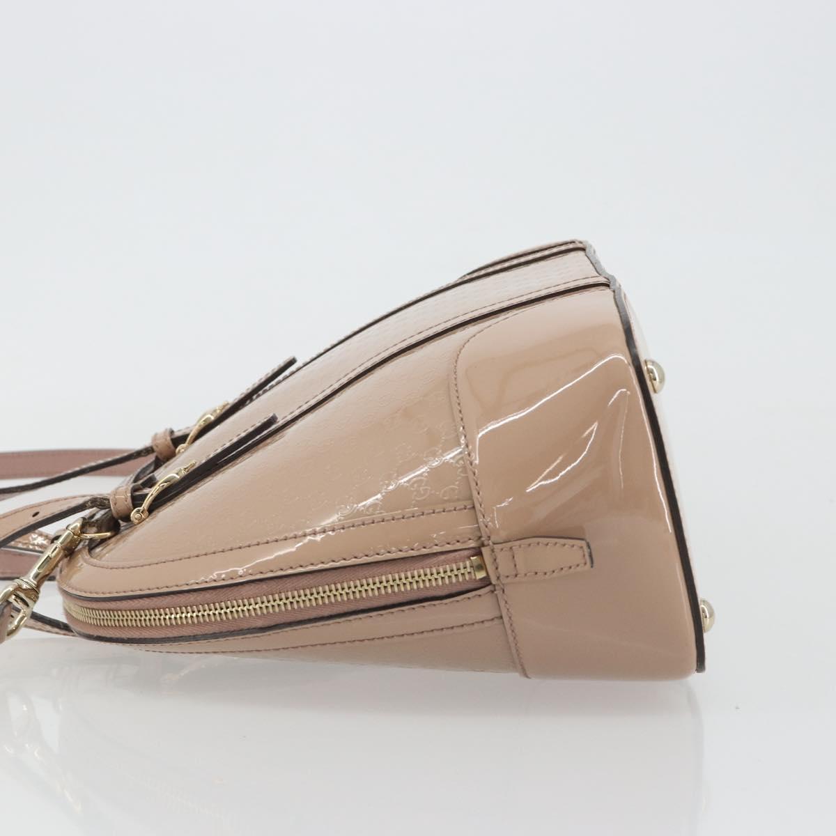 GUCCI Micro GG Canvas Guccissima Bag Patent Leather 2way Pink Beige Auth mr2719