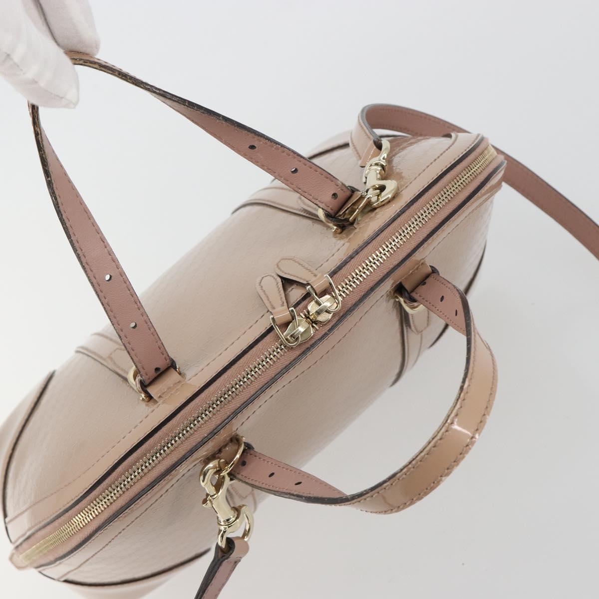GUCCI Micro GG Canvas Guccissima Bag Patent Leather 2way Pink Beige Auth mr2719