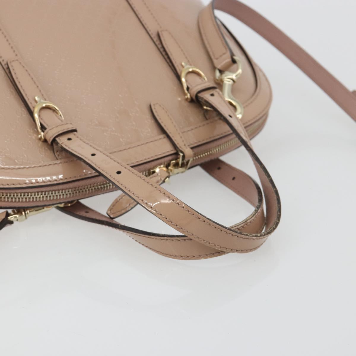 GUCCI Micro GG Canvas Guccissima Bag Patent Leather 2way Pink Beige Auth mr2719