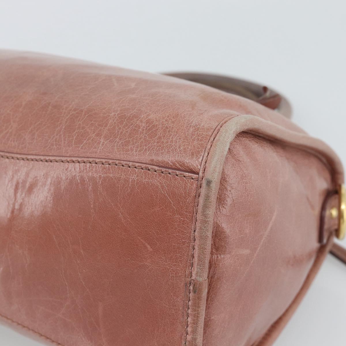 Miu Miu Hand Bag Leather Pink Gold Auth mr2722