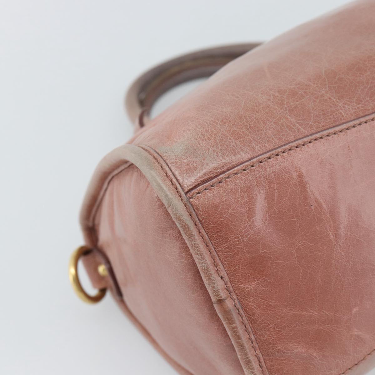 Miu Miu Hand Bag Leather Pink Gold Auth mr2722