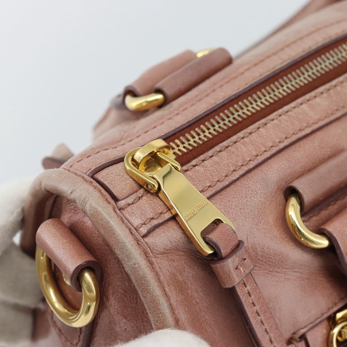 Miu Miu Hand Bag Leather Pink Gold Auth mr2722
