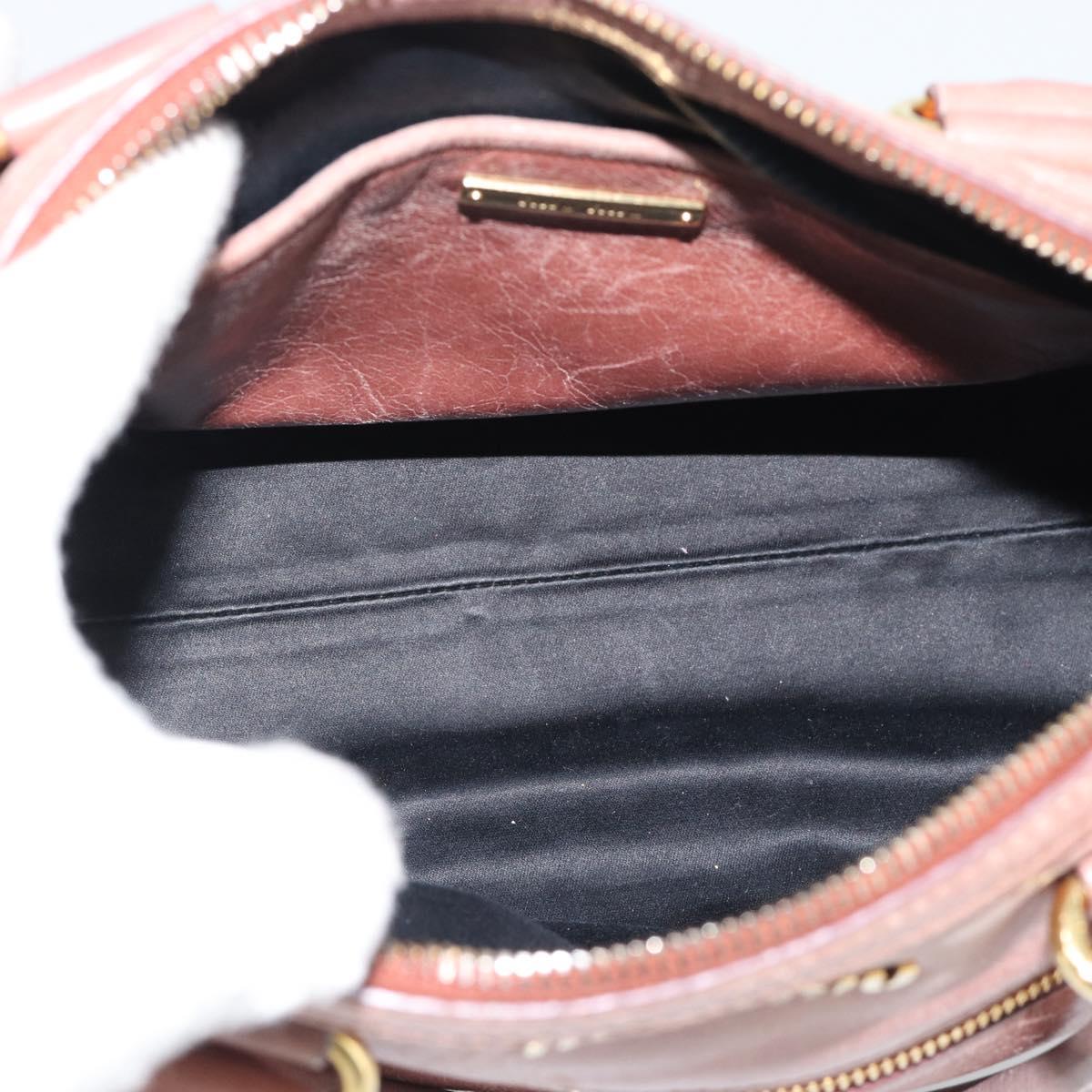 Miu Miu Hand Bag Leather Pink Gold Auth mr2722