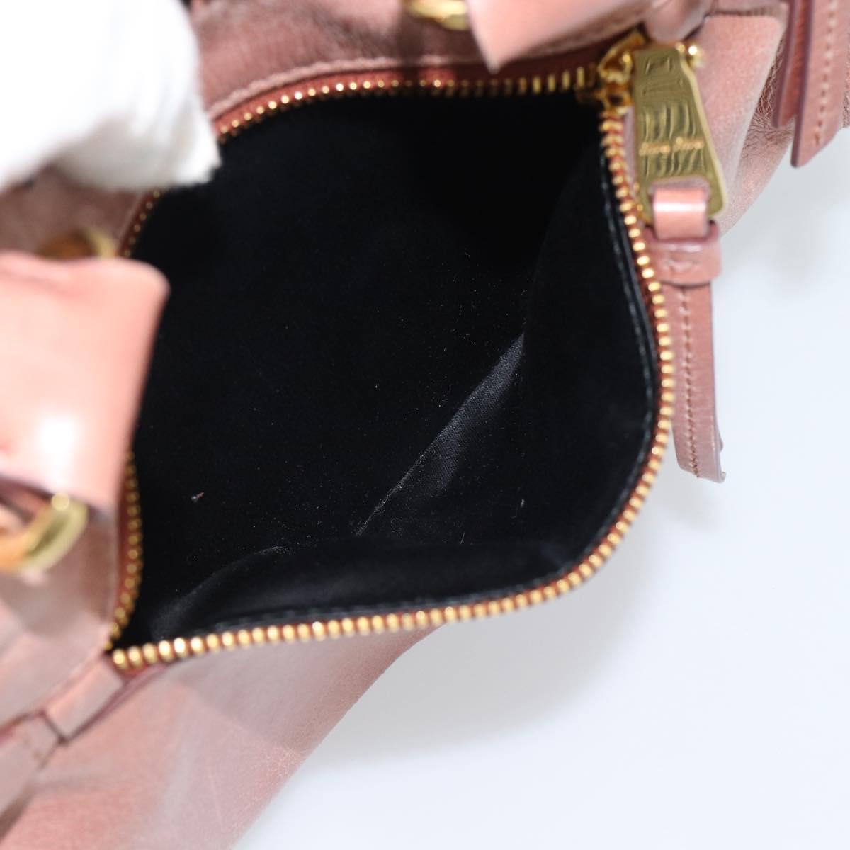 Miu Miu Hand Bag Leather Pink Gold Auth mr2722