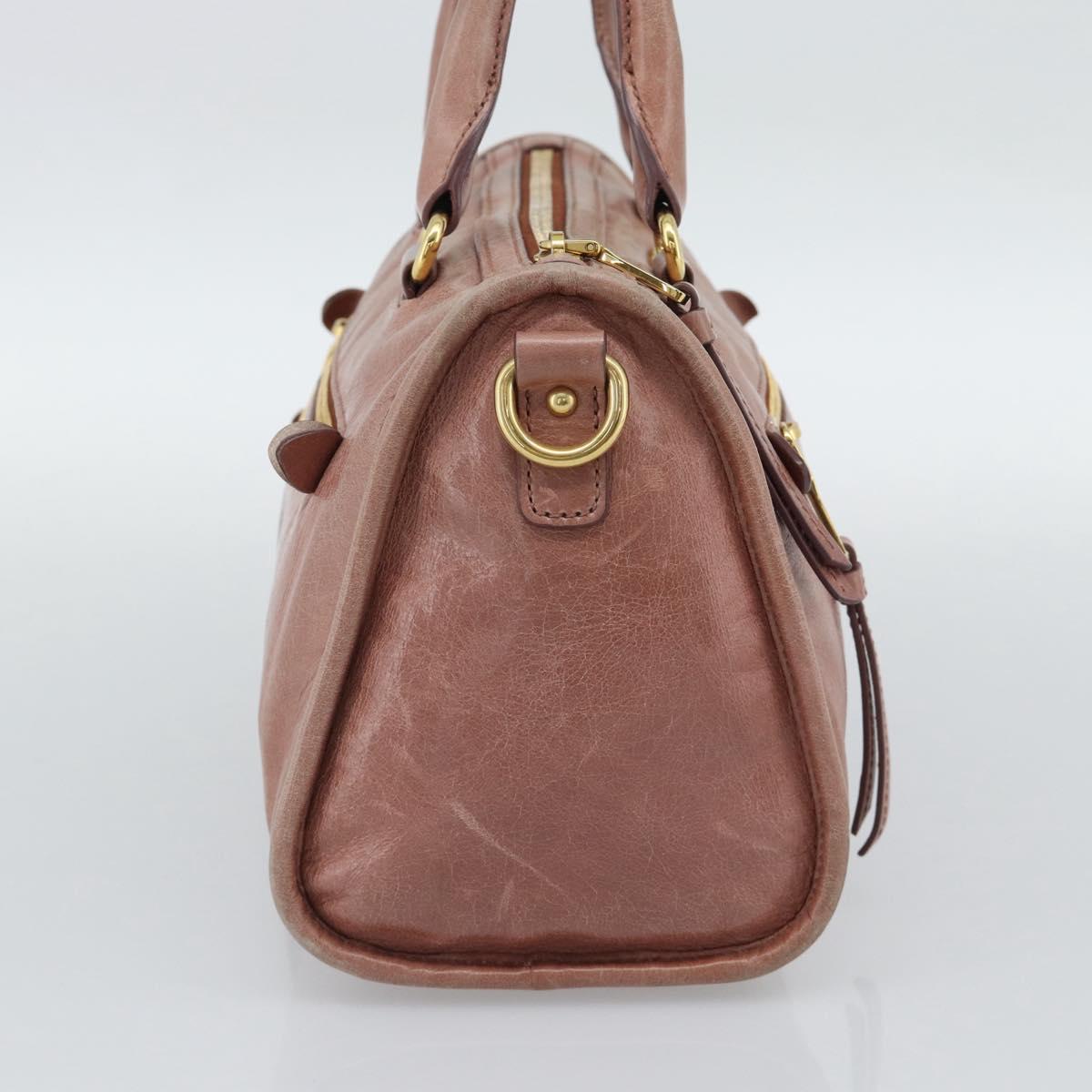 Miu Miu Hand Bag Leather Pink Gold Auth mr2722