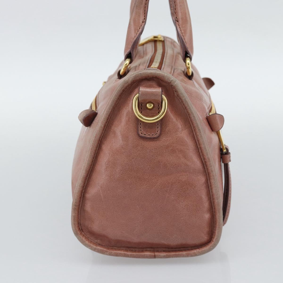Miu Miu Hand Bag Leather Pink Gold Auth mr2722