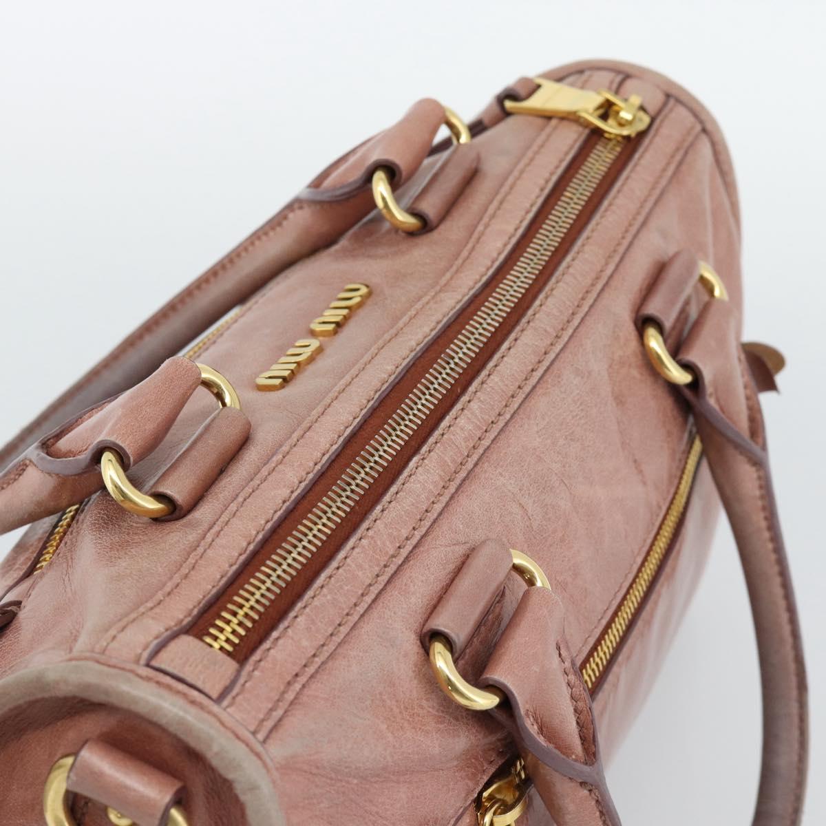 Miu Miu Hand Bag Leather Pink Gold Auth mr2722