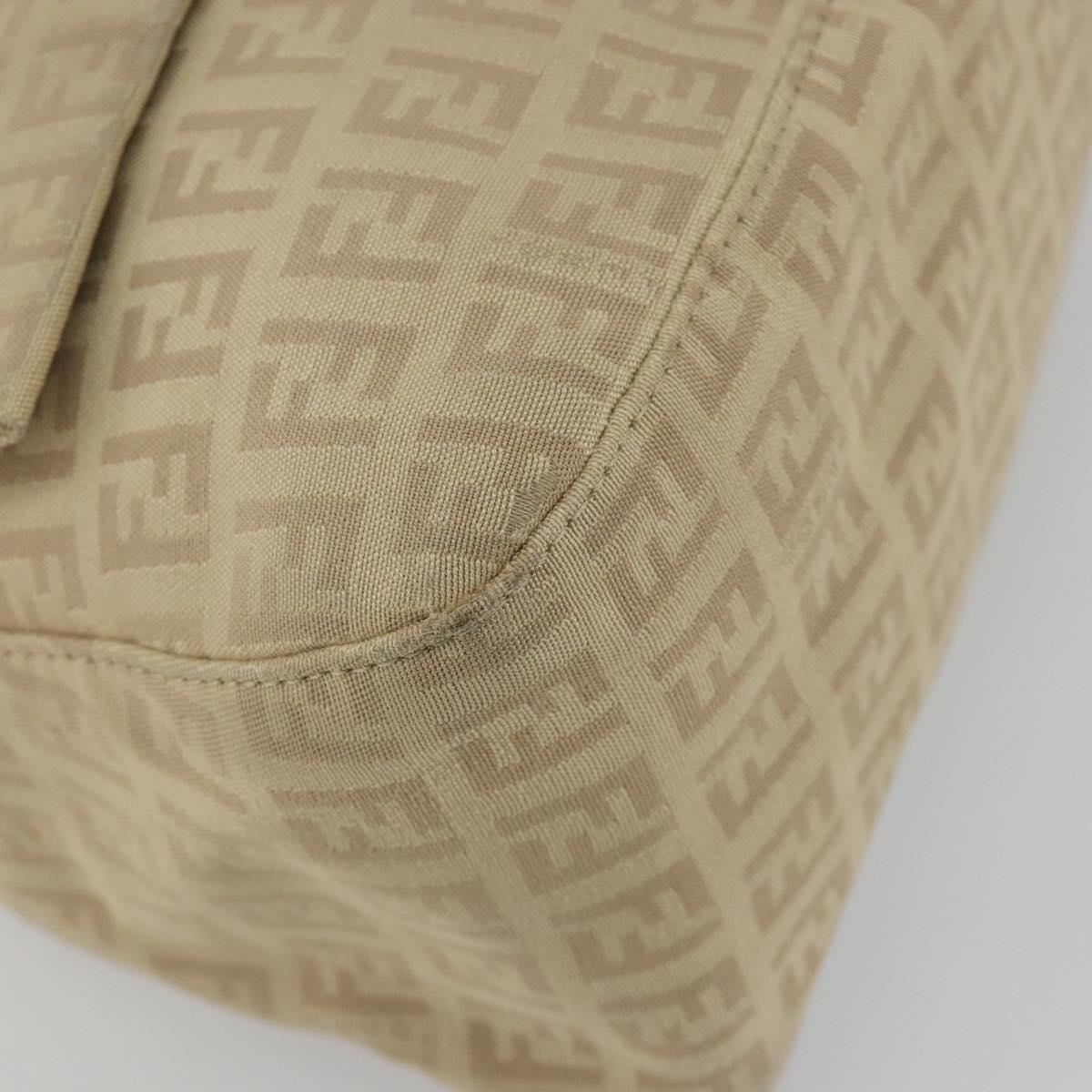 FENDI Zucchino Canvas Mamma Baguette Hand Bag Beige Gold Auth mr2723
