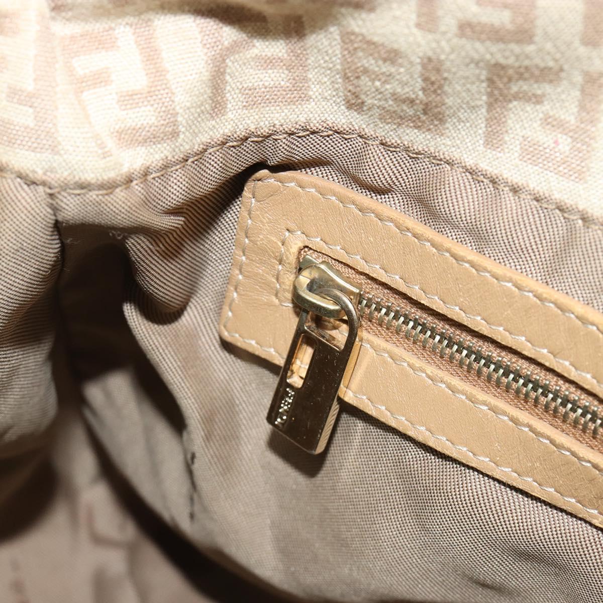 FENDI Zucchino Canvas Mamma Baguette Hand Bag Beige Gold Auth mr2723