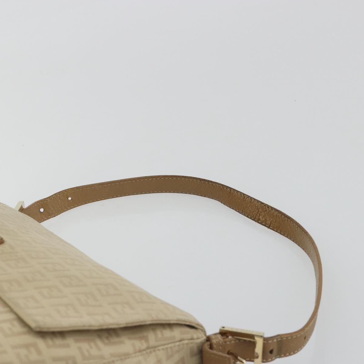 FENDI Zucchino Canvas Mamma Baguette Hand Bag Beige Gold Auth mr2723