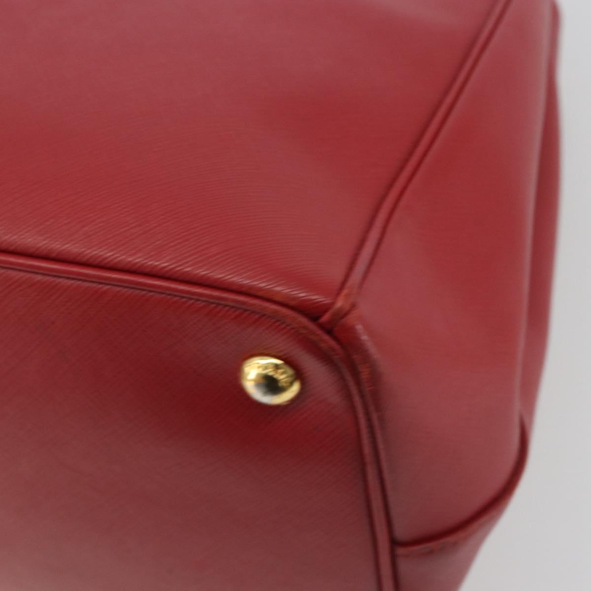 PRADA Hand Bag Safiano Leather Red Gold Auth mr2724