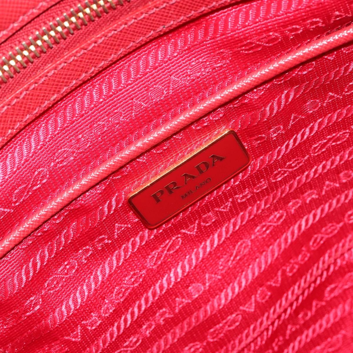 PRADA Hand Bag Safiano Leather Red Gold Auth mr2724