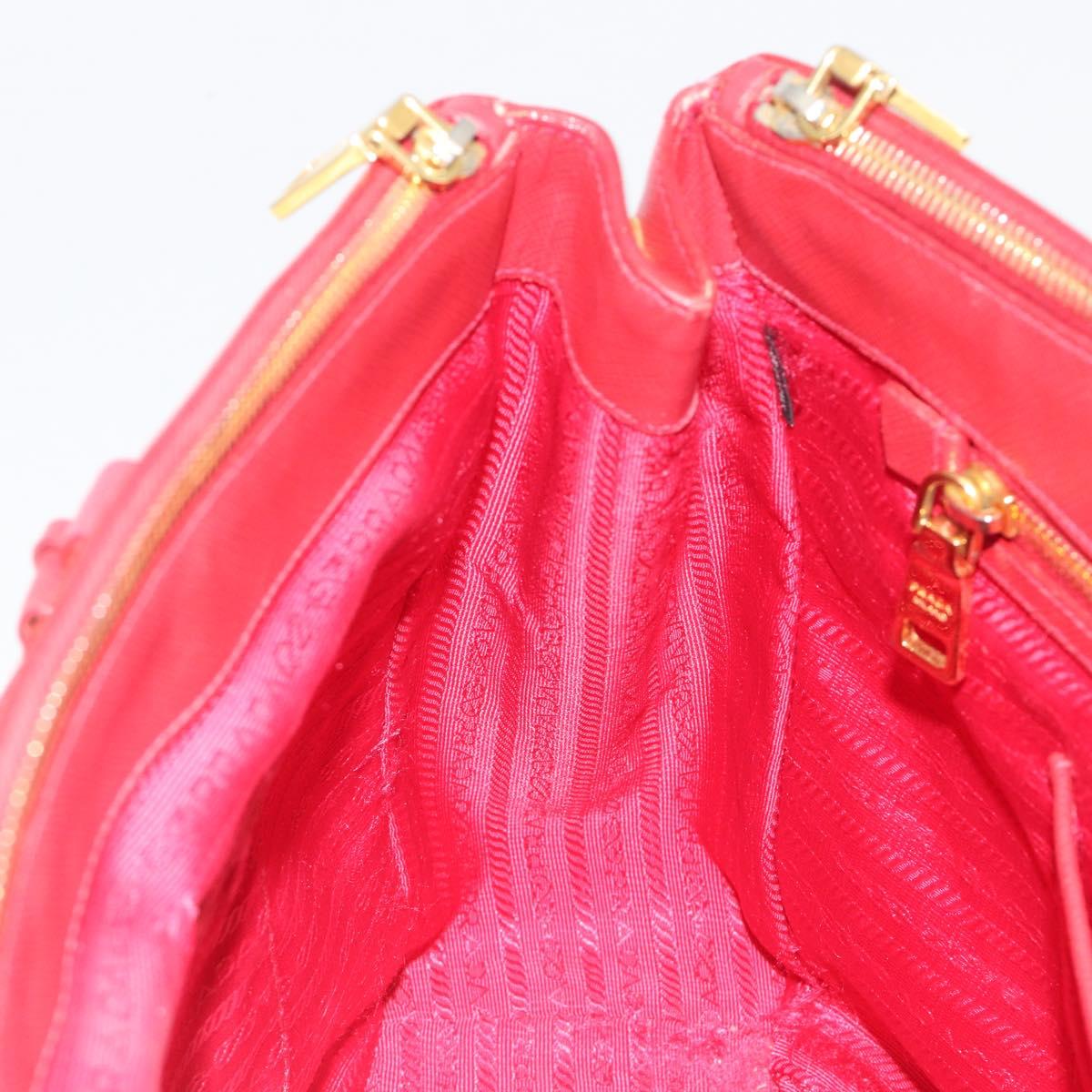 PRADA Hand Bag Safiano Leather Red Gold Auth mr2724