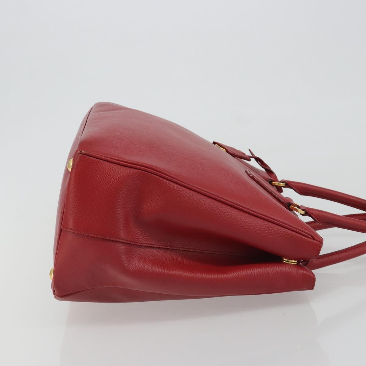 PRADA Hand Bag Safiano Leather Red Gold Auth mr2724