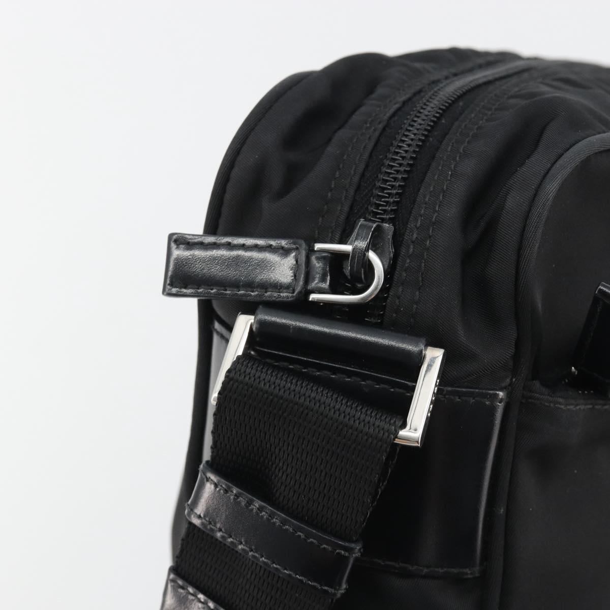PRADA Shoulder Bag Nylon Black Silver Auth mr2725A