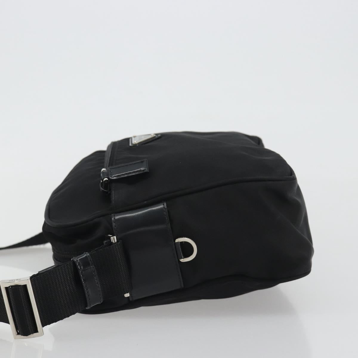 PRADA Shoulder Bag Nylon Black Silver Auth mr2725A