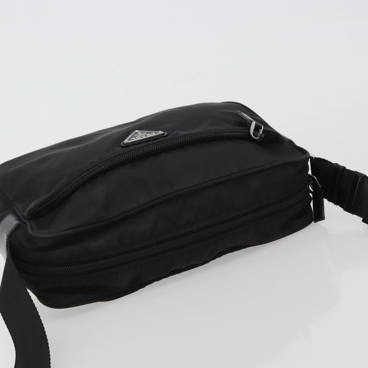 PRADA Shoulder Bag Nylon Black Silver Auth mr2725A