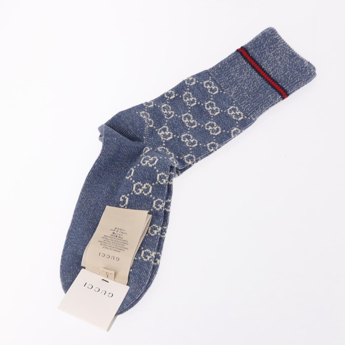 GUCCI Socks Cotton Set of 4 Pairs Beige Brown Navy Auth mr2726