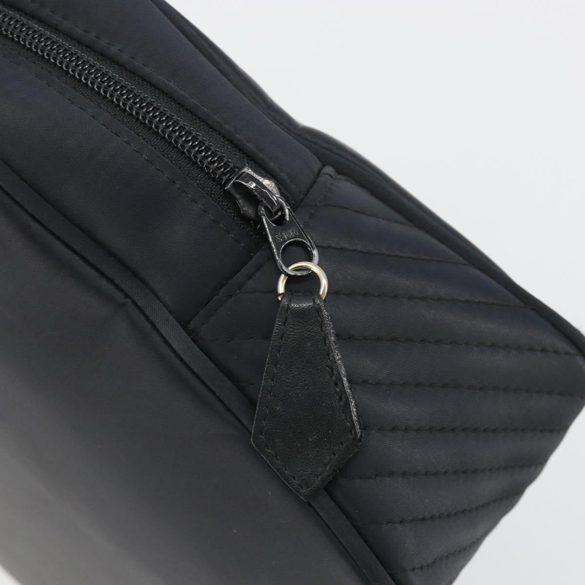 SAINT LAURENT Hand Bag Nylon Black Gold Auth mr2728