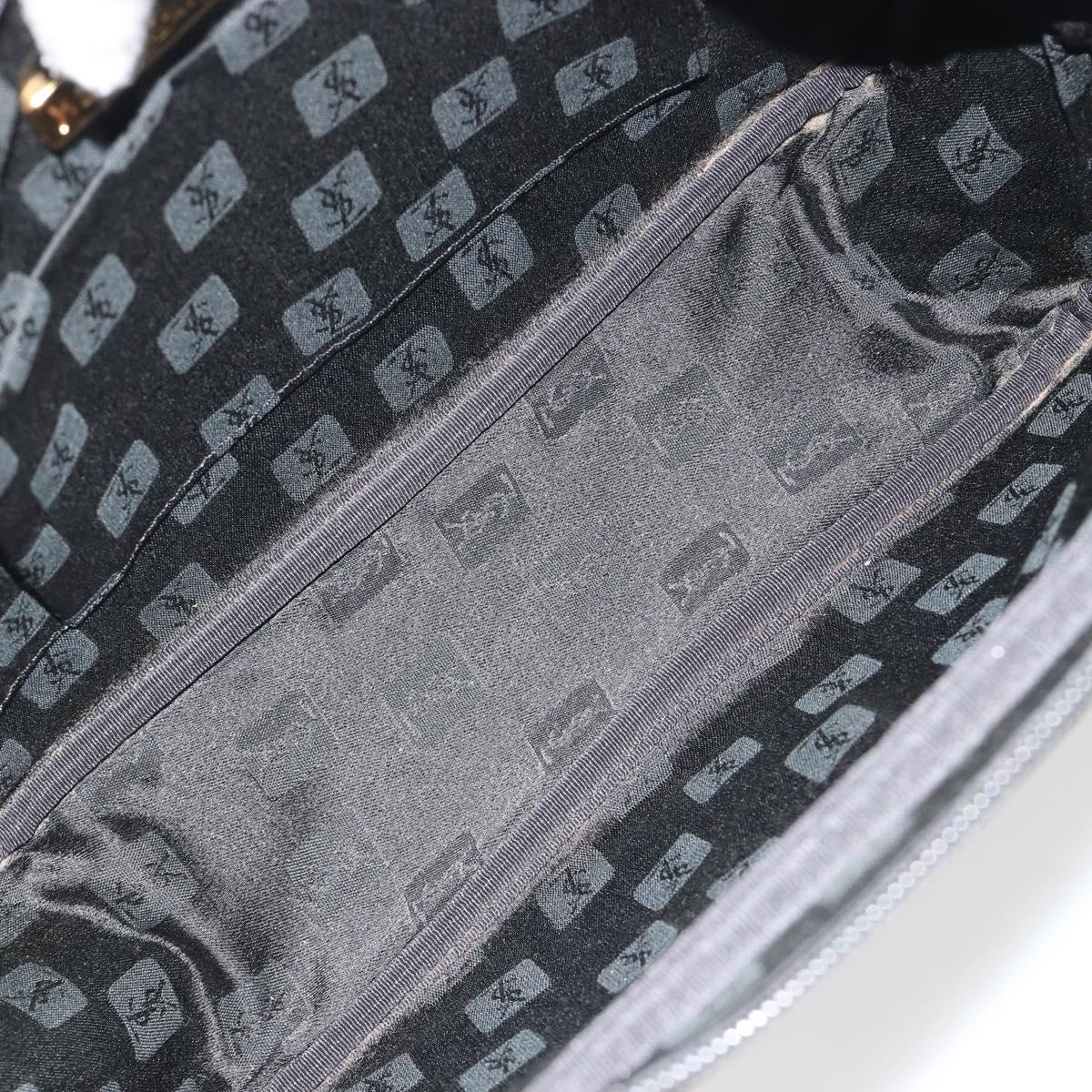 SAINT LAURENT Hand Bag Nylon Black Gold Auth mr2728