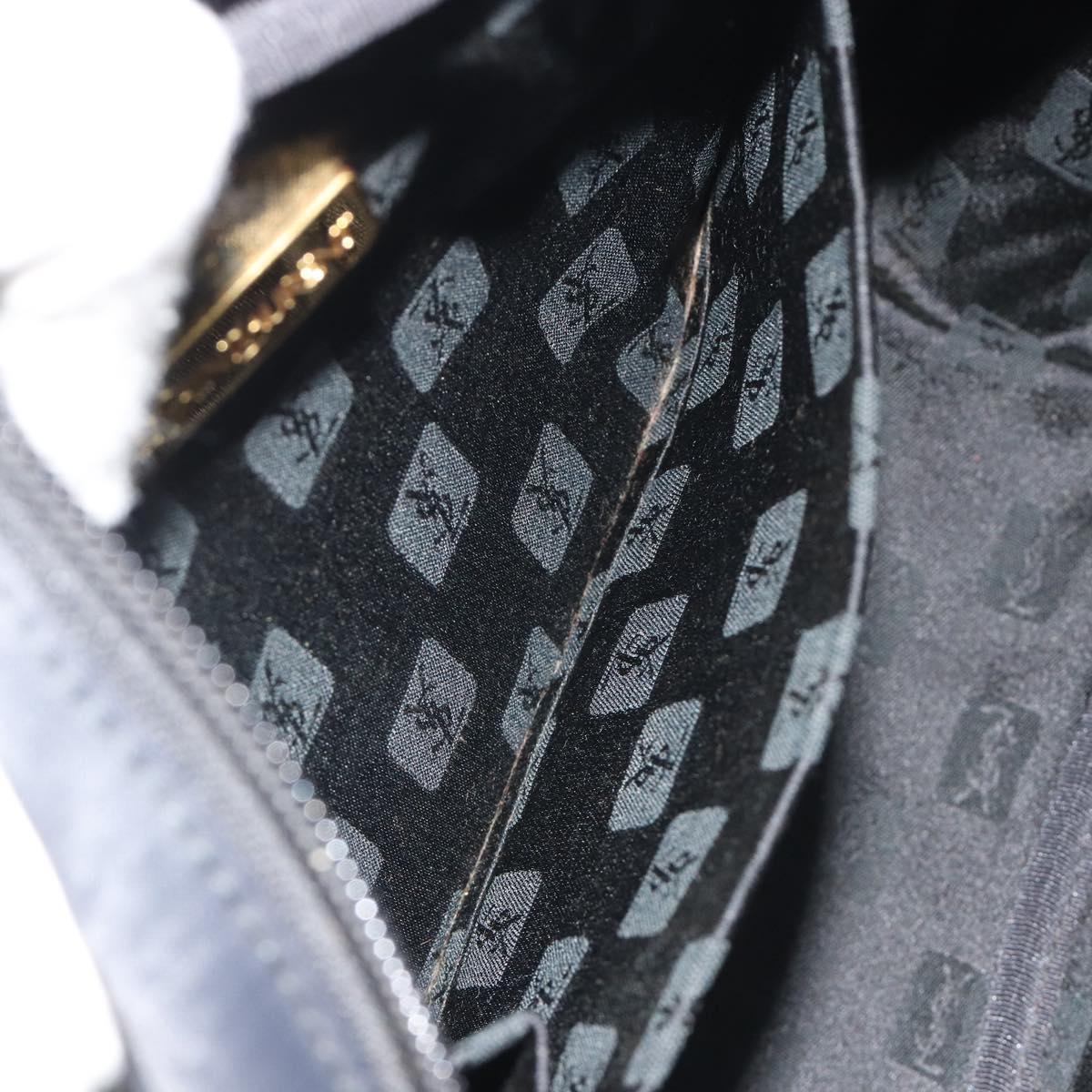 SAINT LAURENT Hand Bag Nylon Black Gold Auth mr2728