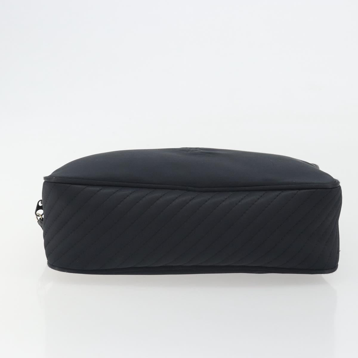 SAINT LAURENT Hand Bag Nylon Black Gold Auth mr2728
