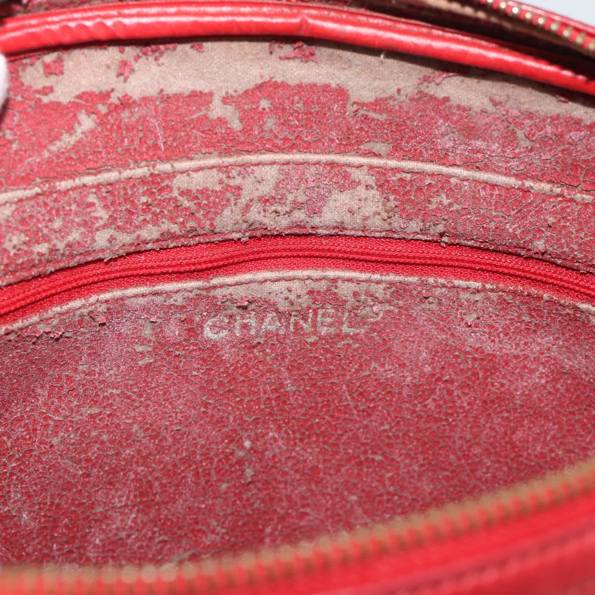 CHANEL Matelasse Chain Shoulder Bag Leather Red Gold CC Auth mr2729