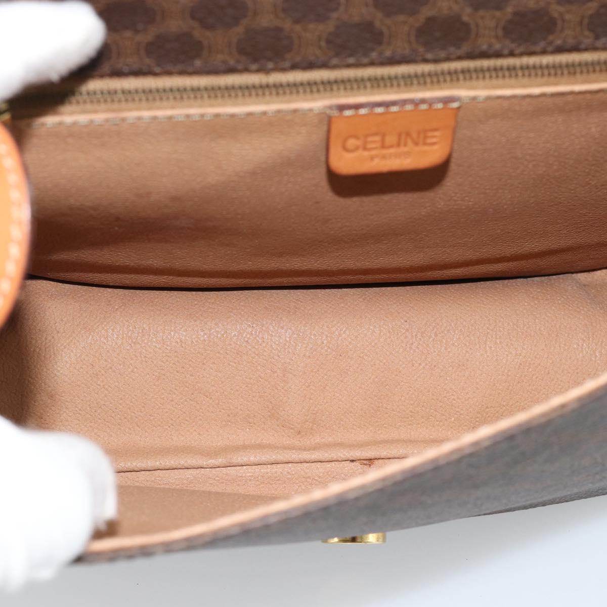CELINE Macadam Canvas Shoulder Bag PVC Leather Brown Gold Auth mr2732
