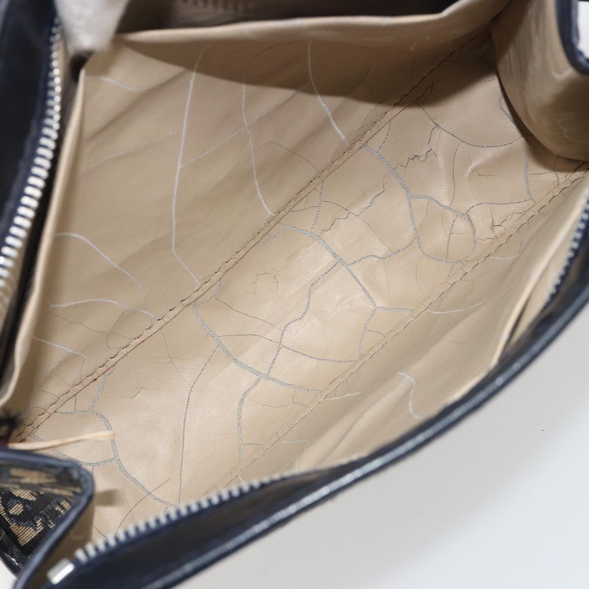 Christian Dior Trotter Canvas Clutch Bag Navy Silver Auth mr2733
