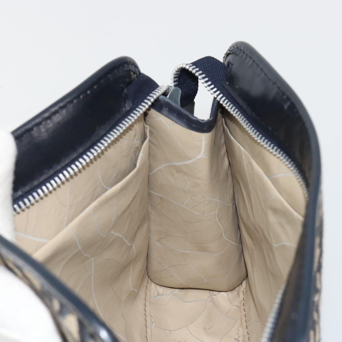 Christian Dior Trotter Canvas Clutch Bag Navy Silver Auth mr2733
