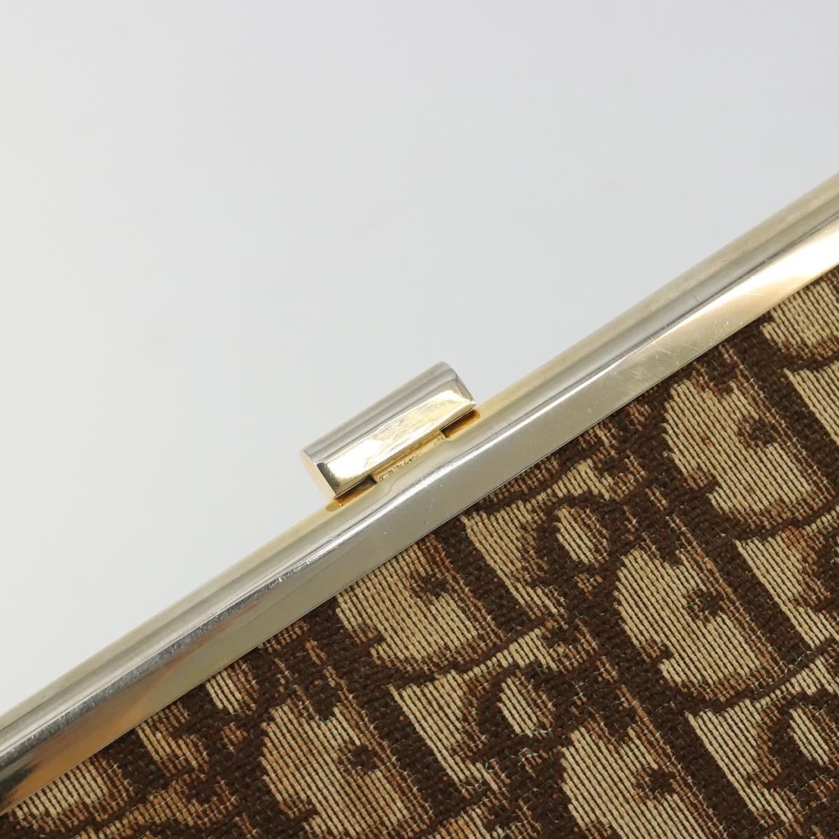 Christian Dior Trotter Canvas Clutch Bag Brown Gold Auth mr2734A